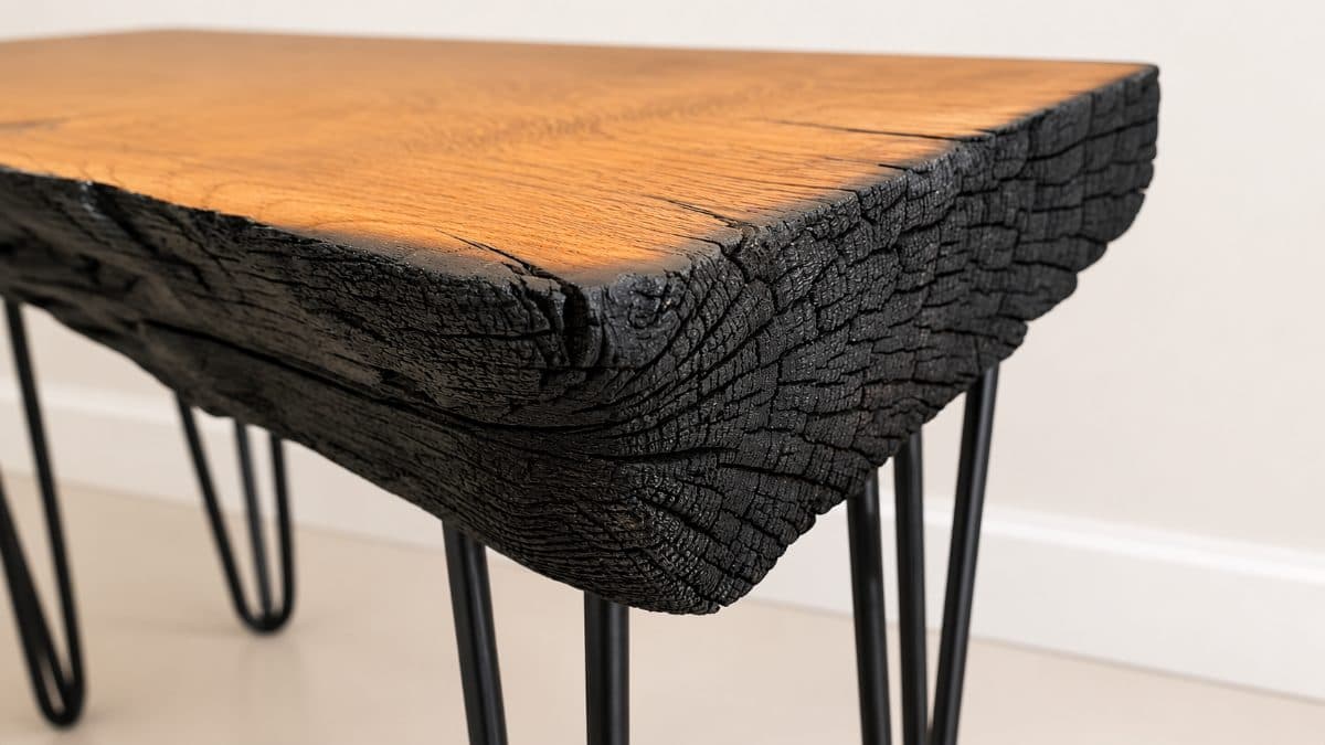 Rustic wood and metal console table