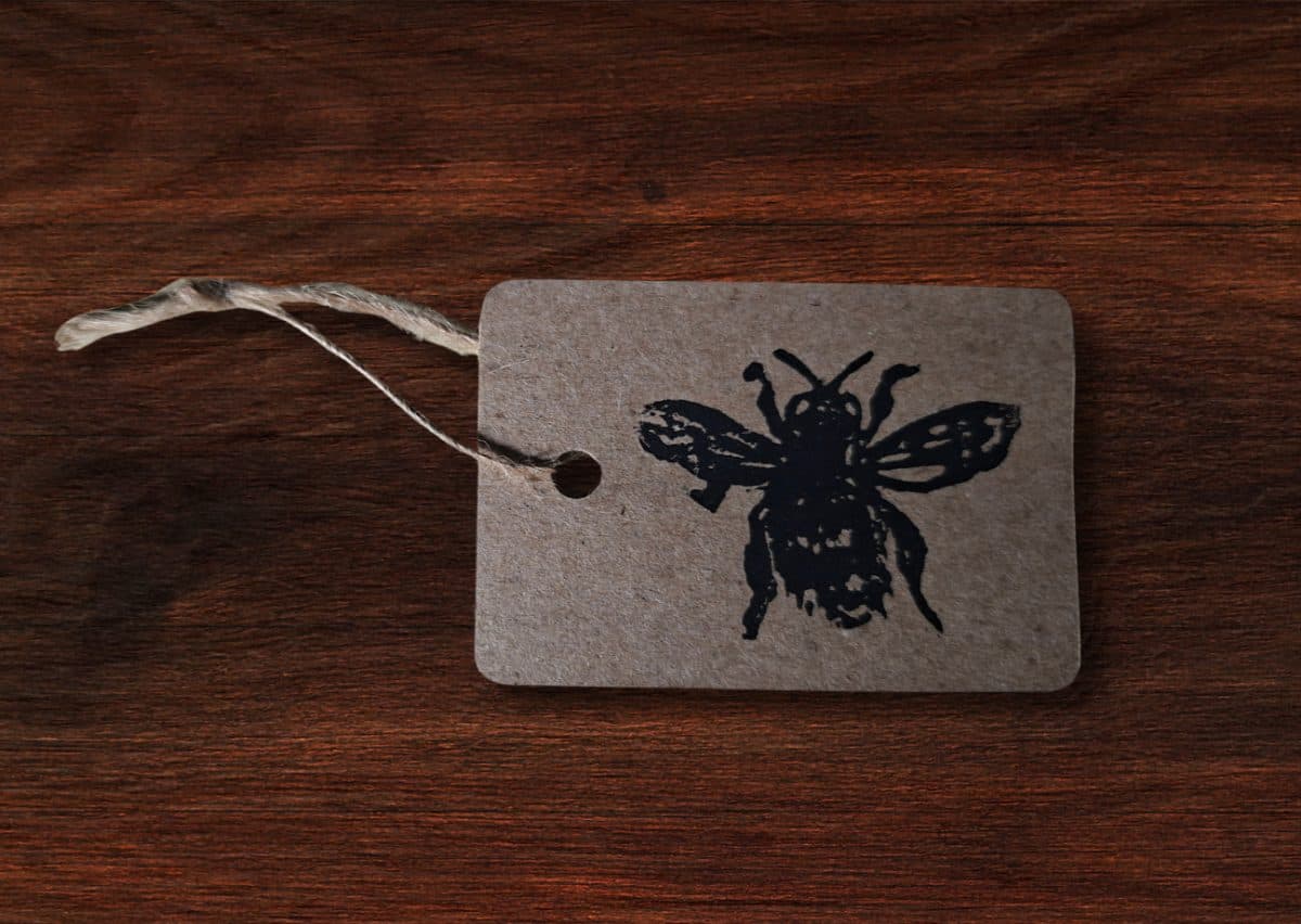 Hand Printed Bee Tags