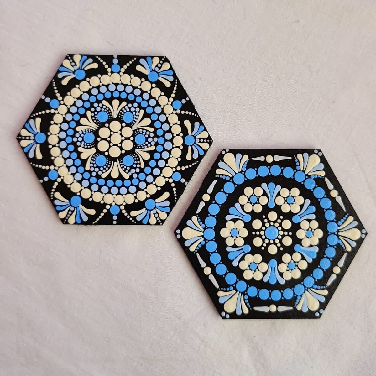 Hand-painted Hexagonal Coaster Set