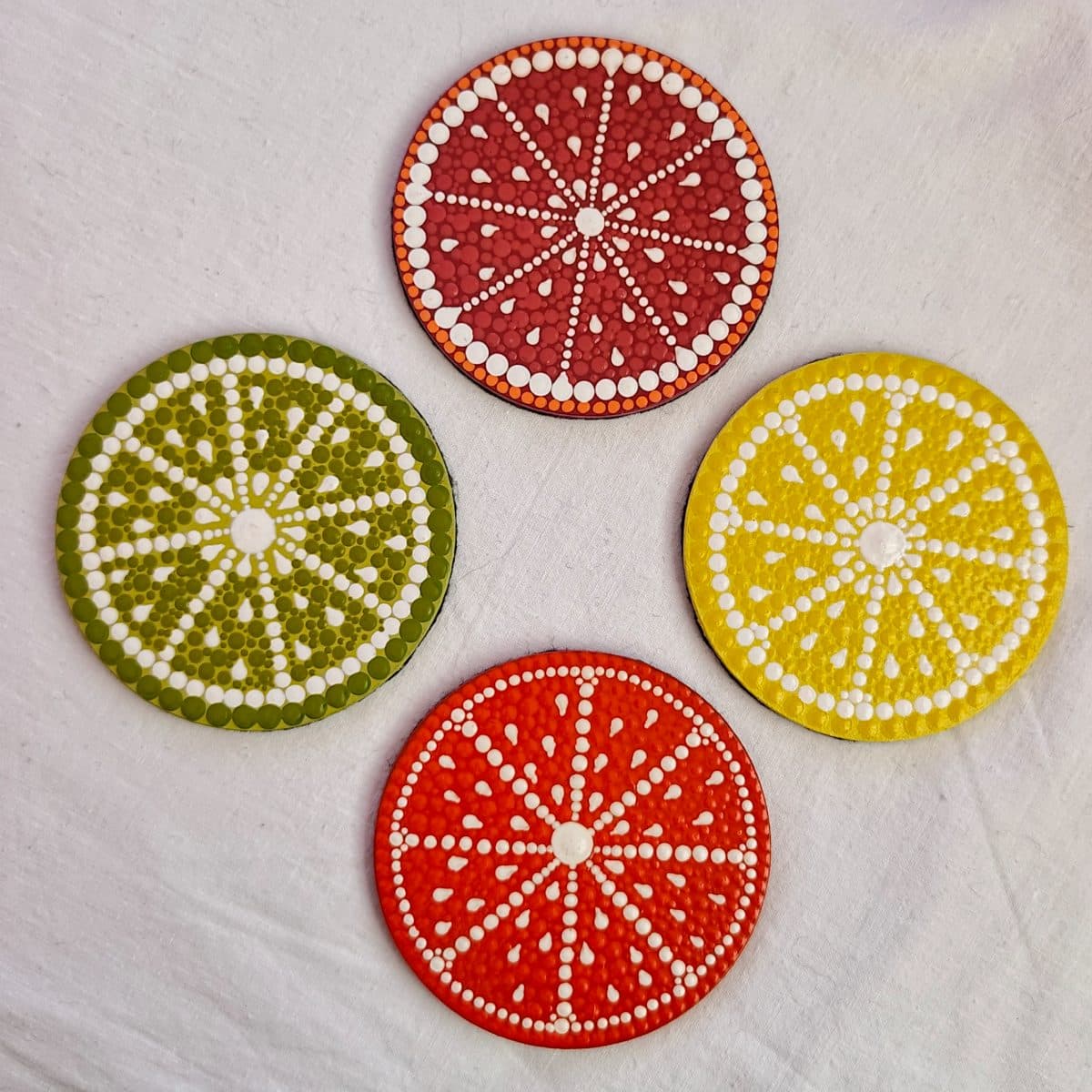 Hand-painted Citrus Coaster Set