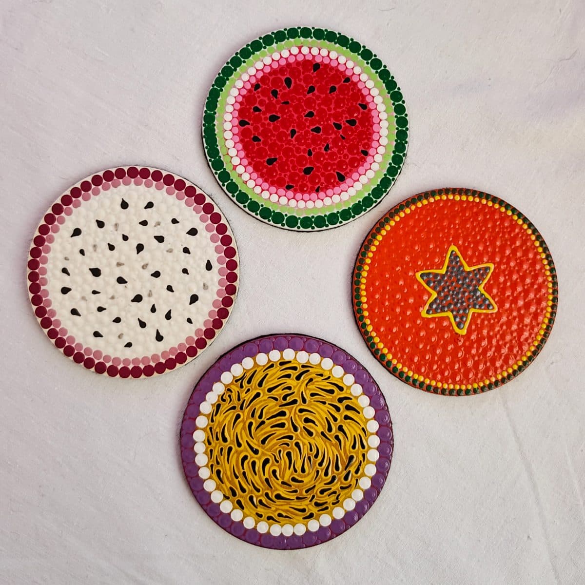 Hand-painted Tutti Frutti Coaster Set