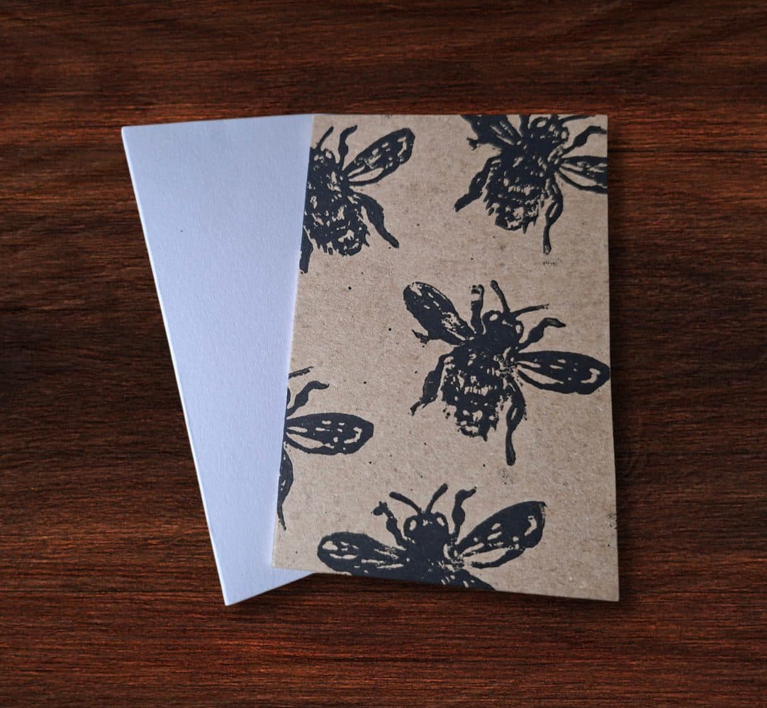 Hand Printed Bee Card