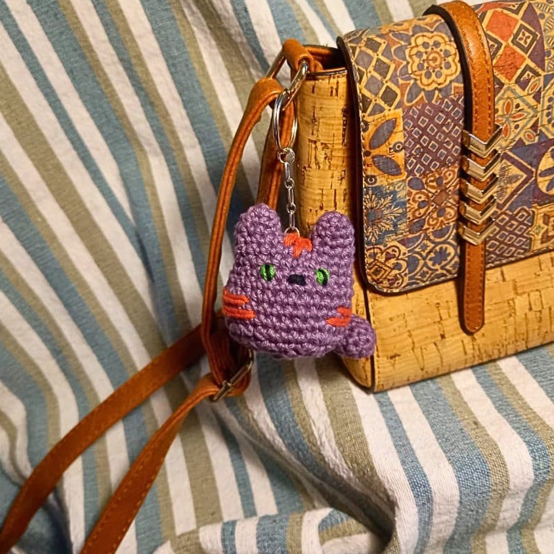 Crochet Jumbo Cat Keyring / Bag Charm - The Cheshire Cat