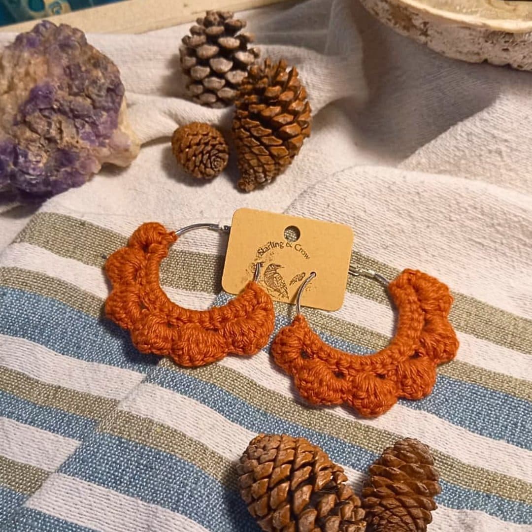 Crochet Boho Hoop Earrings (Small)