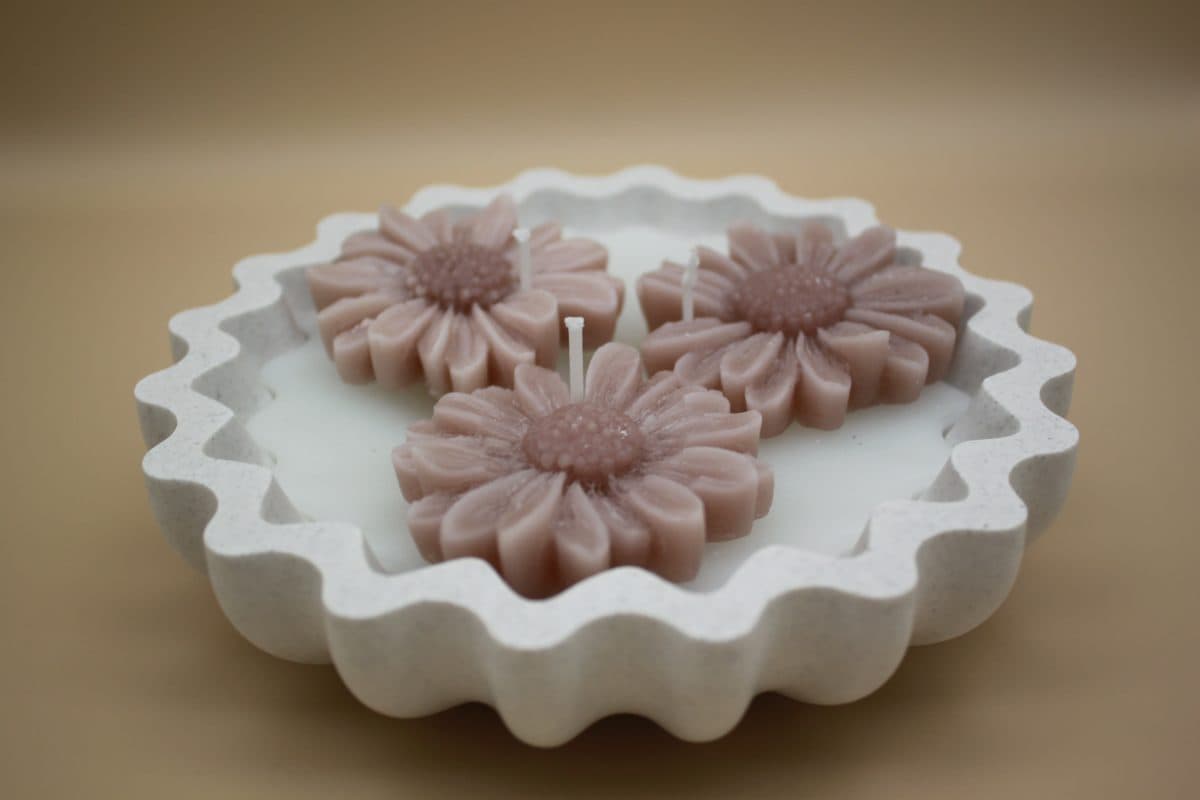 Gypsum daisy candle