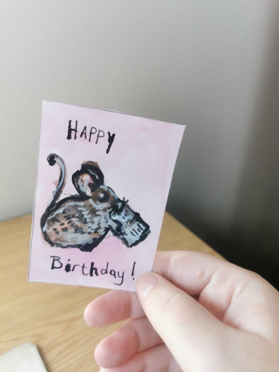 Watercolour Mouse with Book ACEO