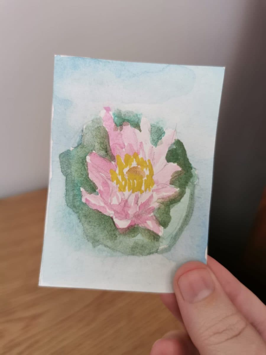 Watercolour Lotus in Pond