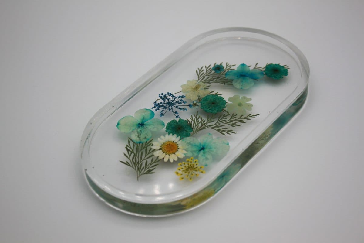 RESIN FLOWER TRINKET TRAY