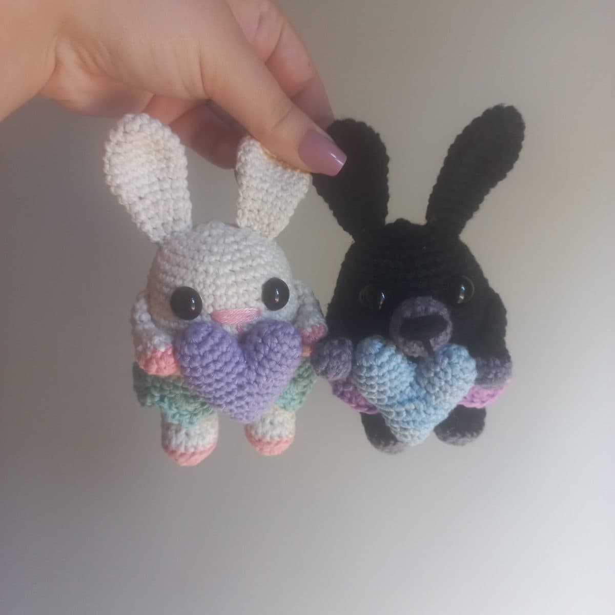Crochet Rabbits Hugging A Heart