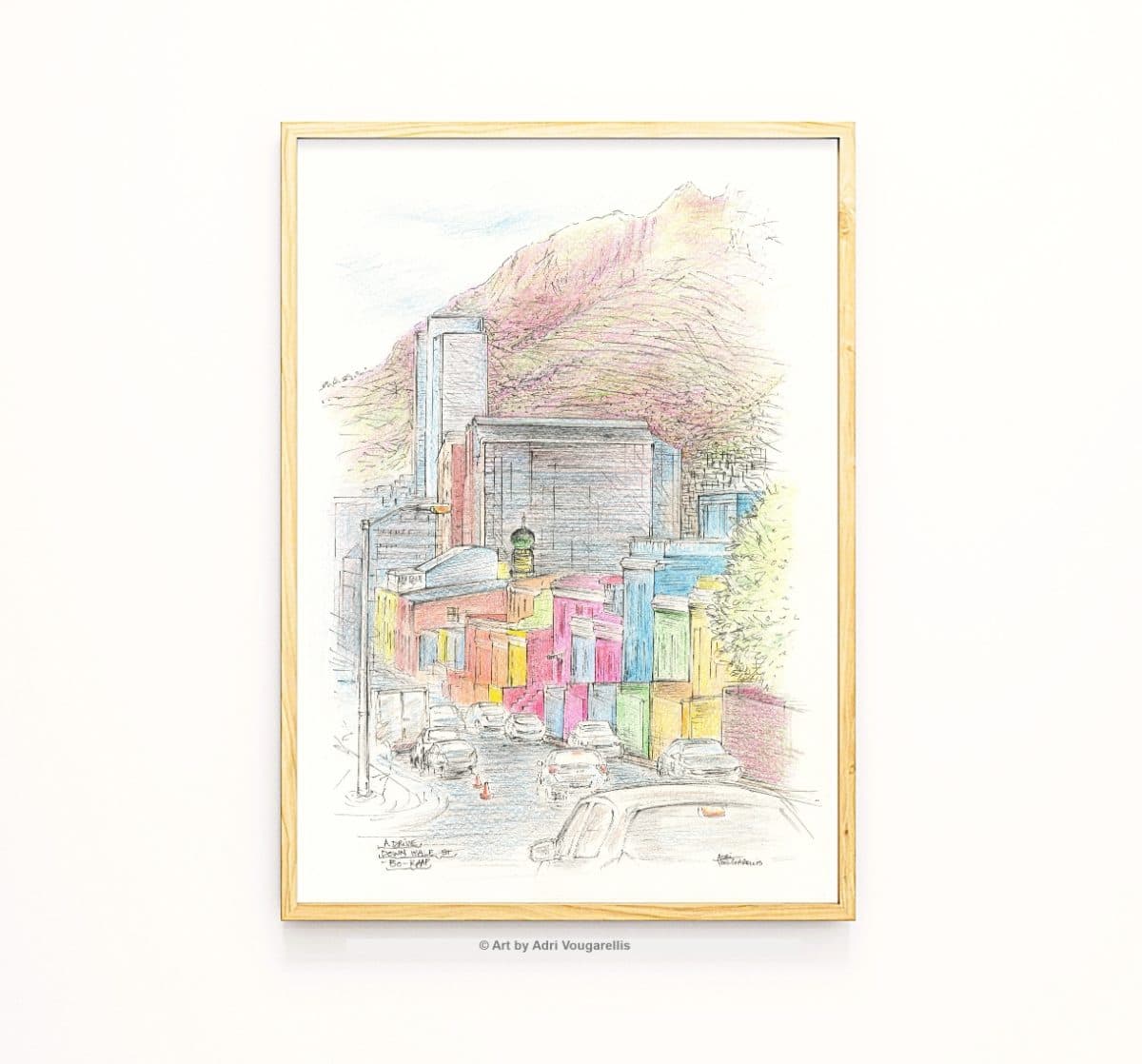 Bo Kaap Cape Town Art Print: Colorful Ink and Pencil Cityscape Sketch Art (Open Edition print)