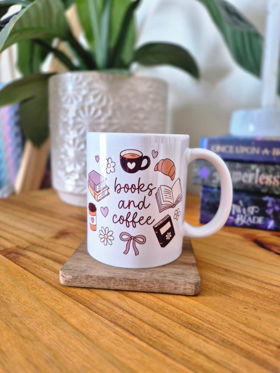 Books and coffee mug