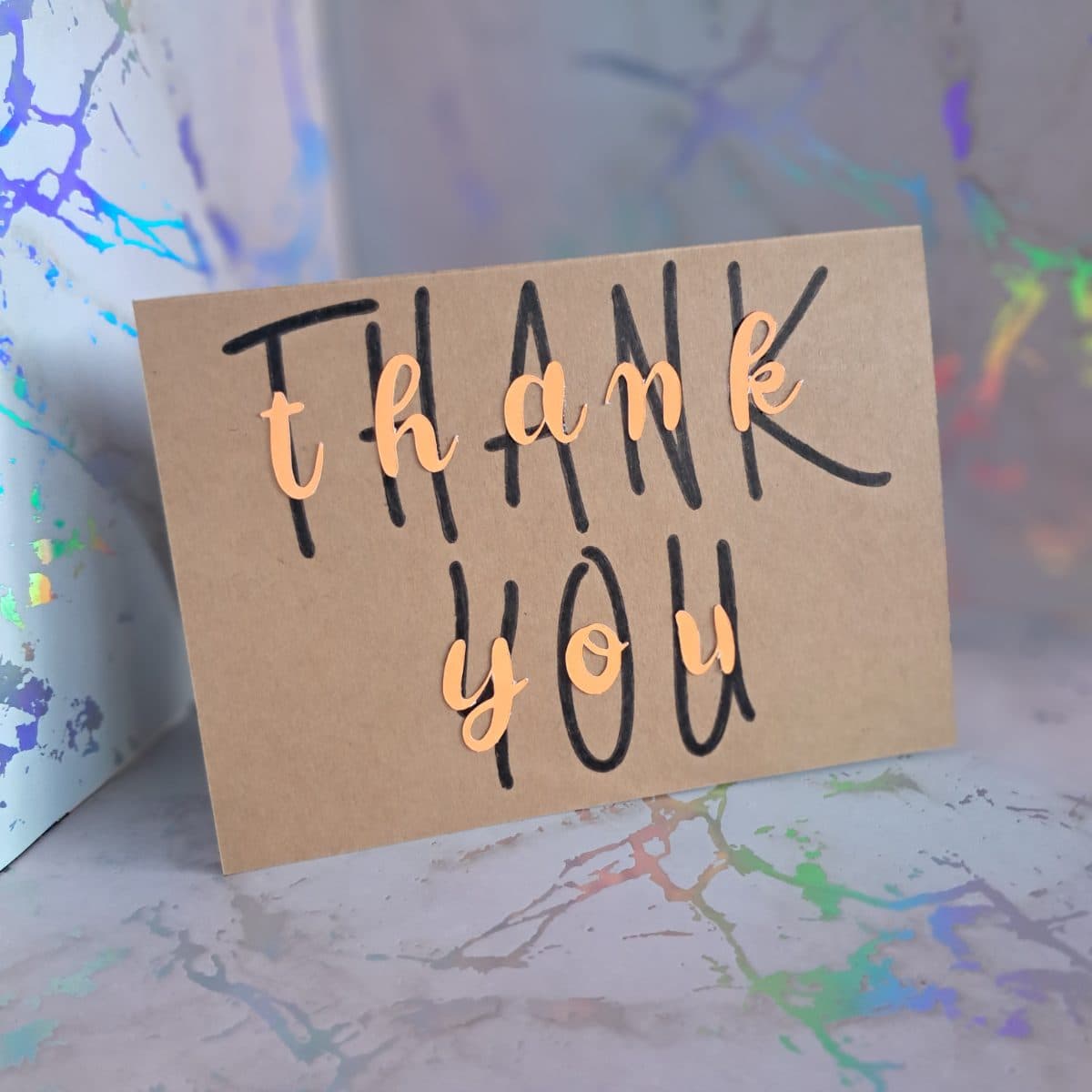 Thank you card - orange & black