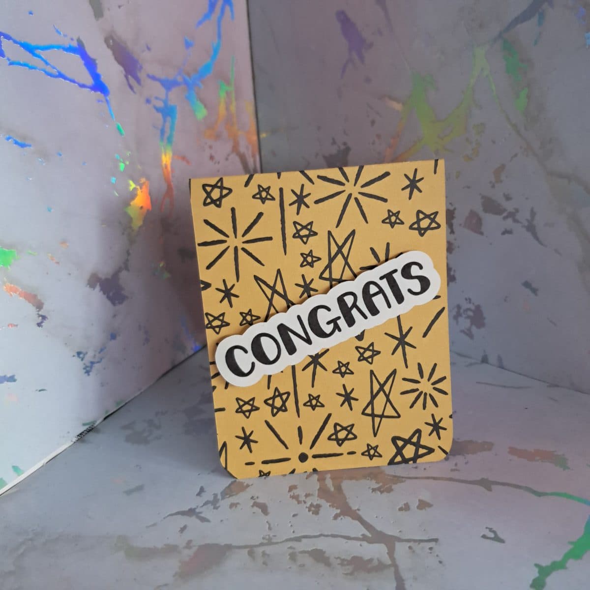 "Congrats" mini card (yellow stars)