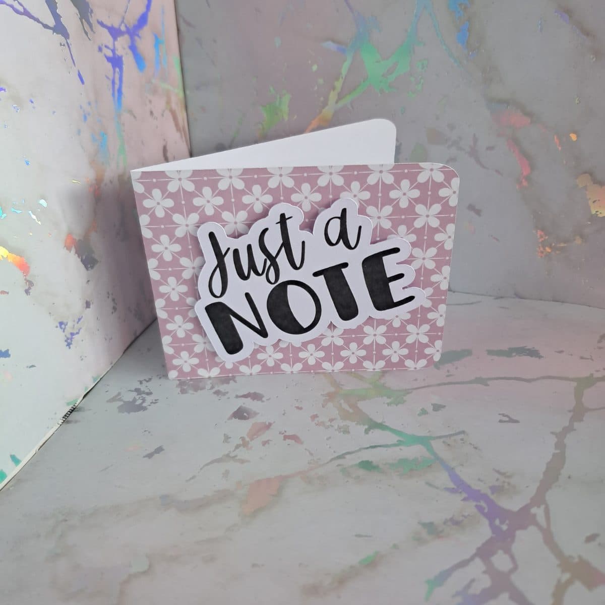 "Just a note" mini card (dark pink floral)