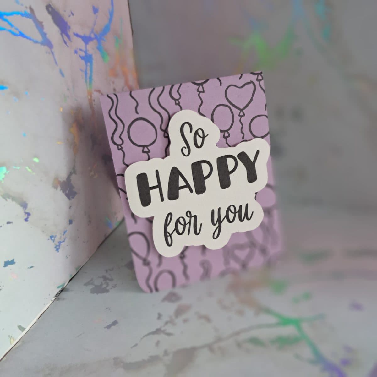 "So happy for you" mini card (pink balloon)