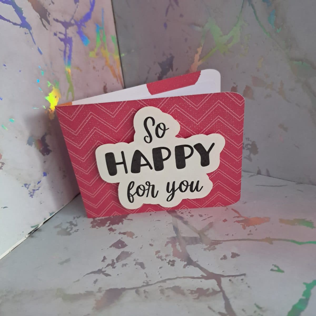 "So happy for you" mini card (red)