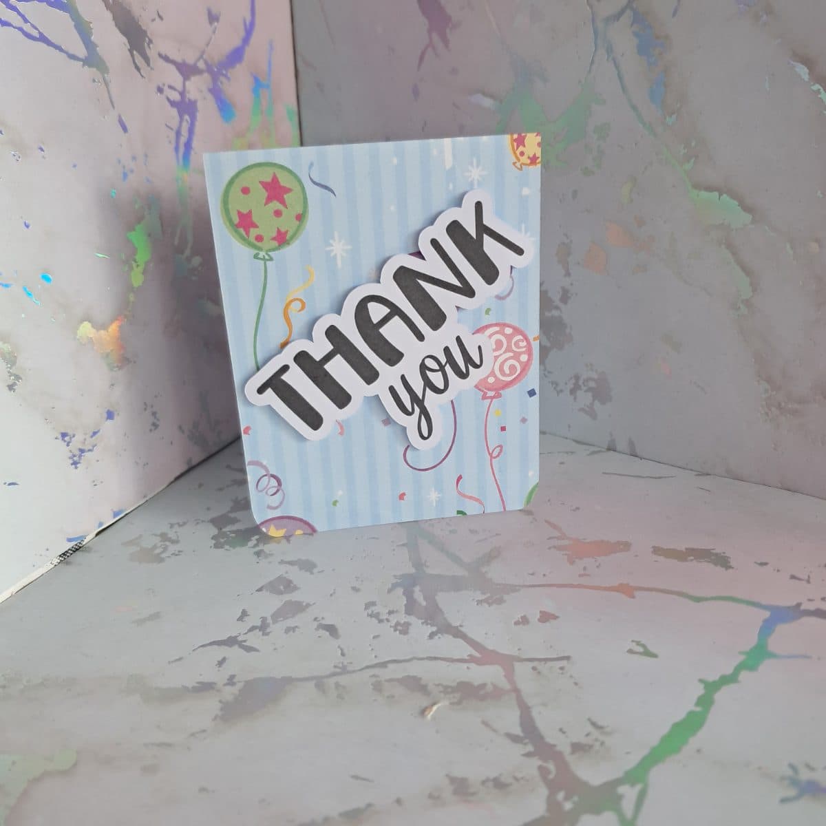 "Thank you" mini card (blue balloon)