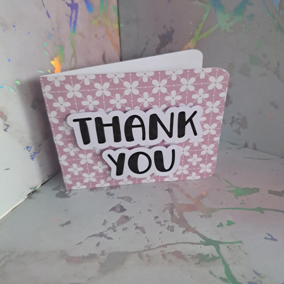 "Thank you" mini card (dark pink)