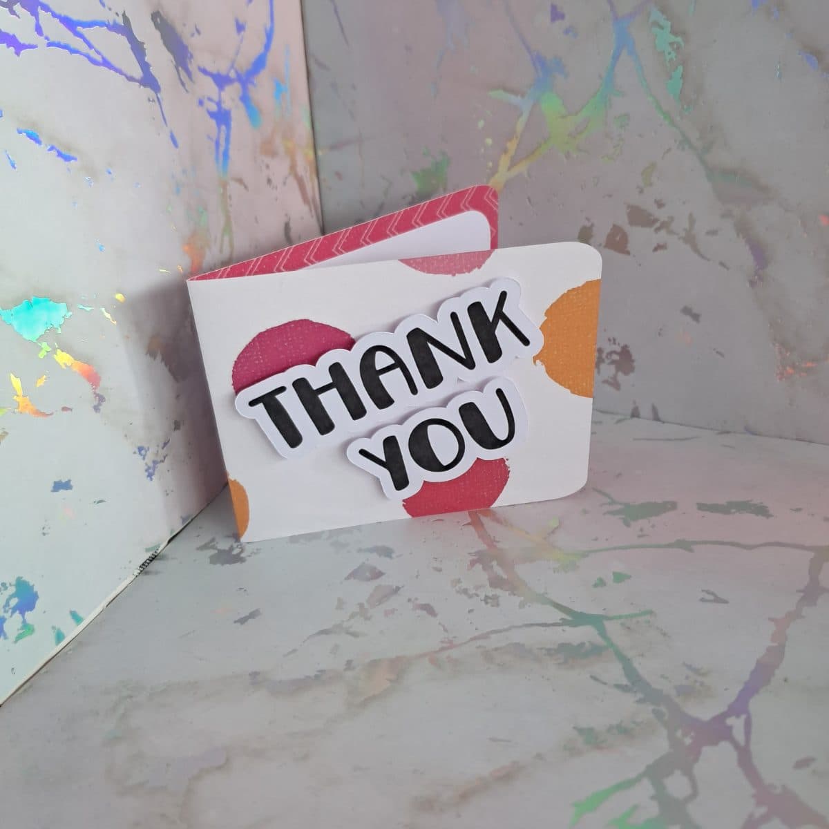 "Thank you" mini card (red & orange)