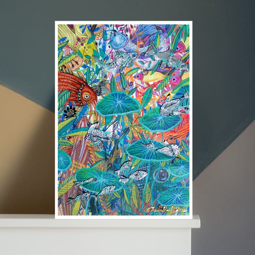 "SWIMSICAL" Original Acrylic and Mixed Media Painting