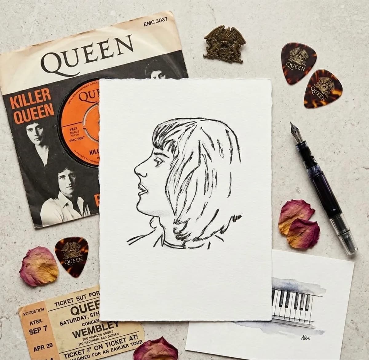 Freddie Mercury 70s Original Illustration