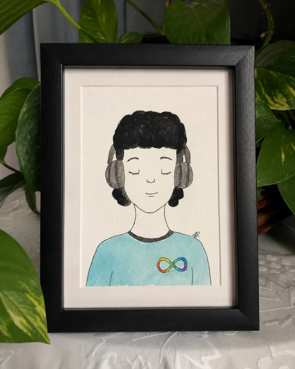 "AuDHD Self-Portrait" Original Mixed Media Illustration