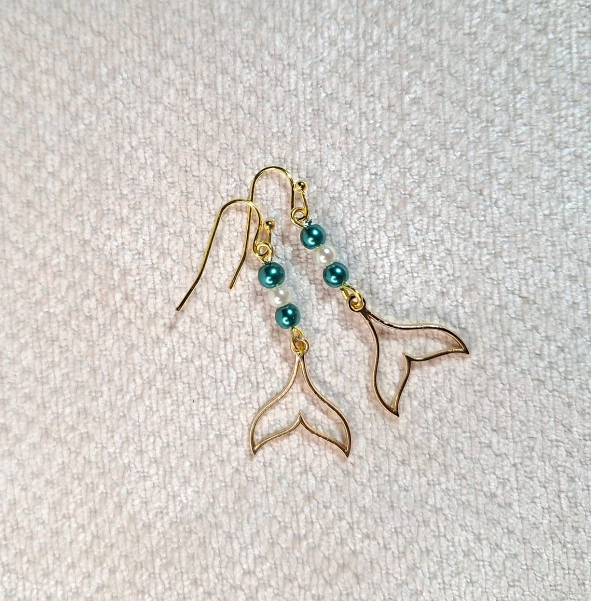 Whale Tail and Pearls Drop Earrings