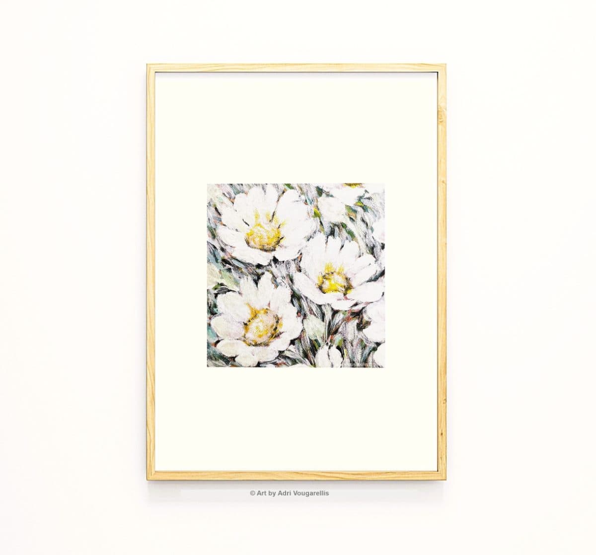 Small Size Wildflowers Art Print: Pale Colors Acrylic Painting (Open Edition print)
