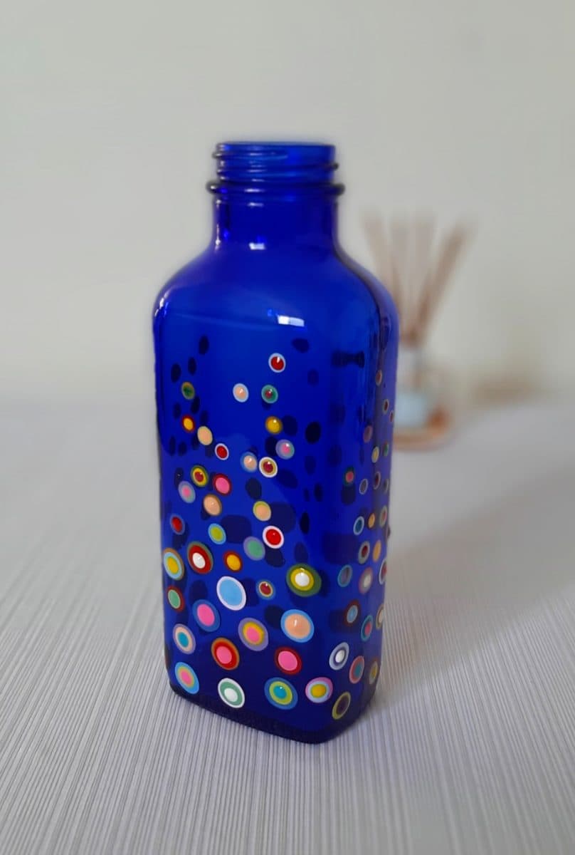 Upcycled Hand-Painted Glass Bottle