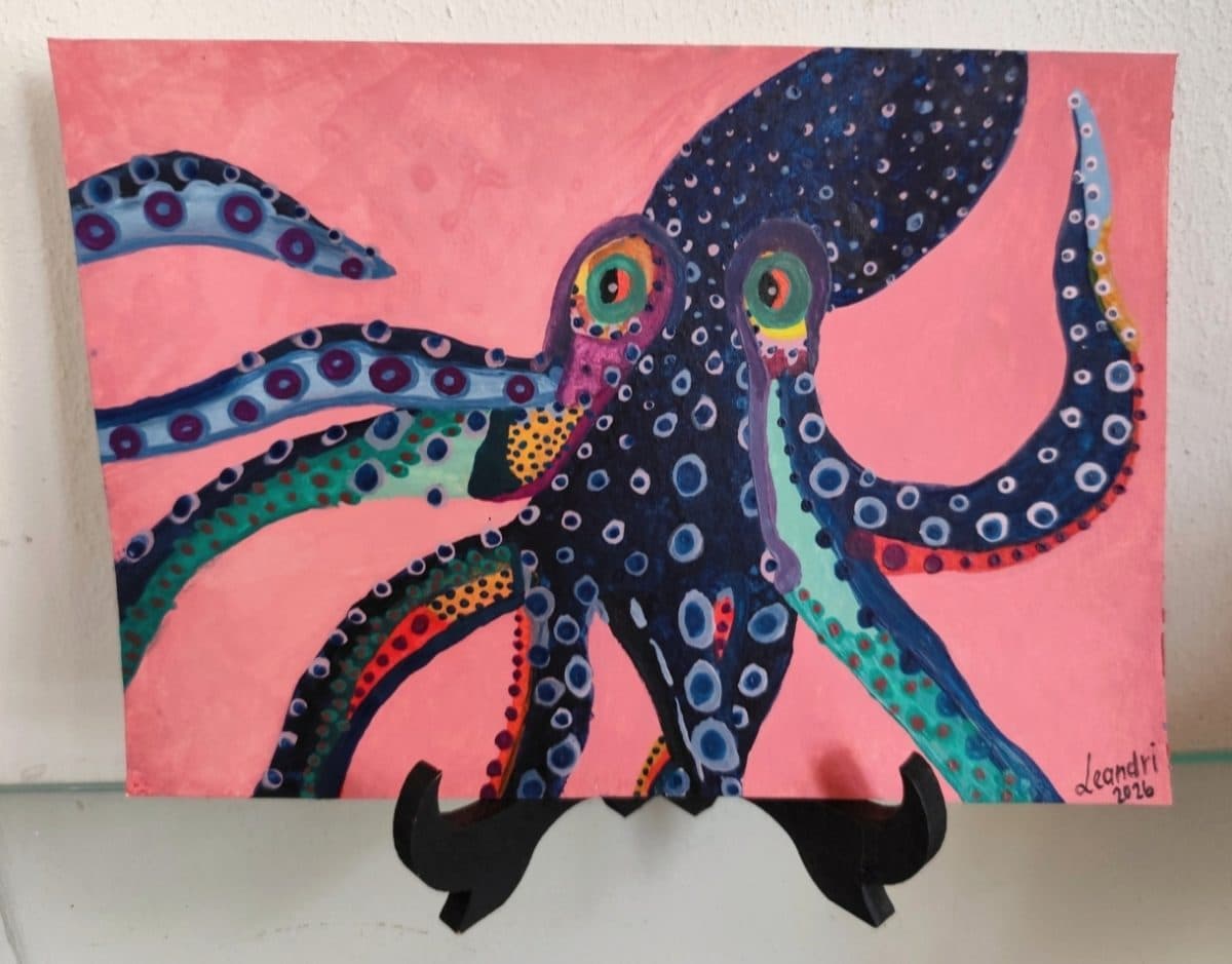 Blue Octopus Gouache
