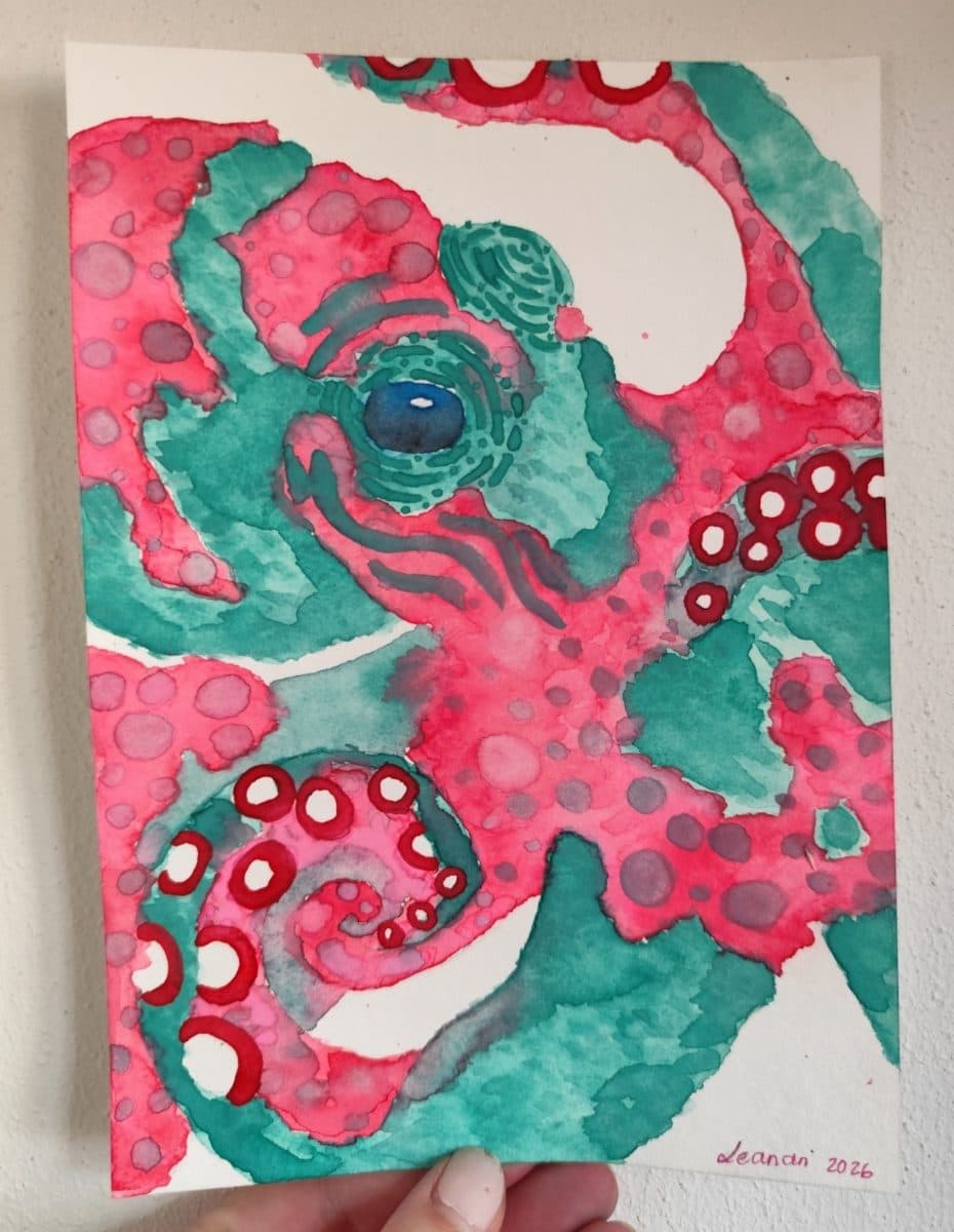 Red and Green Octopus