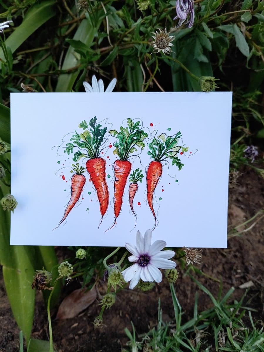 Watercolour Card - Whimsy Carrots