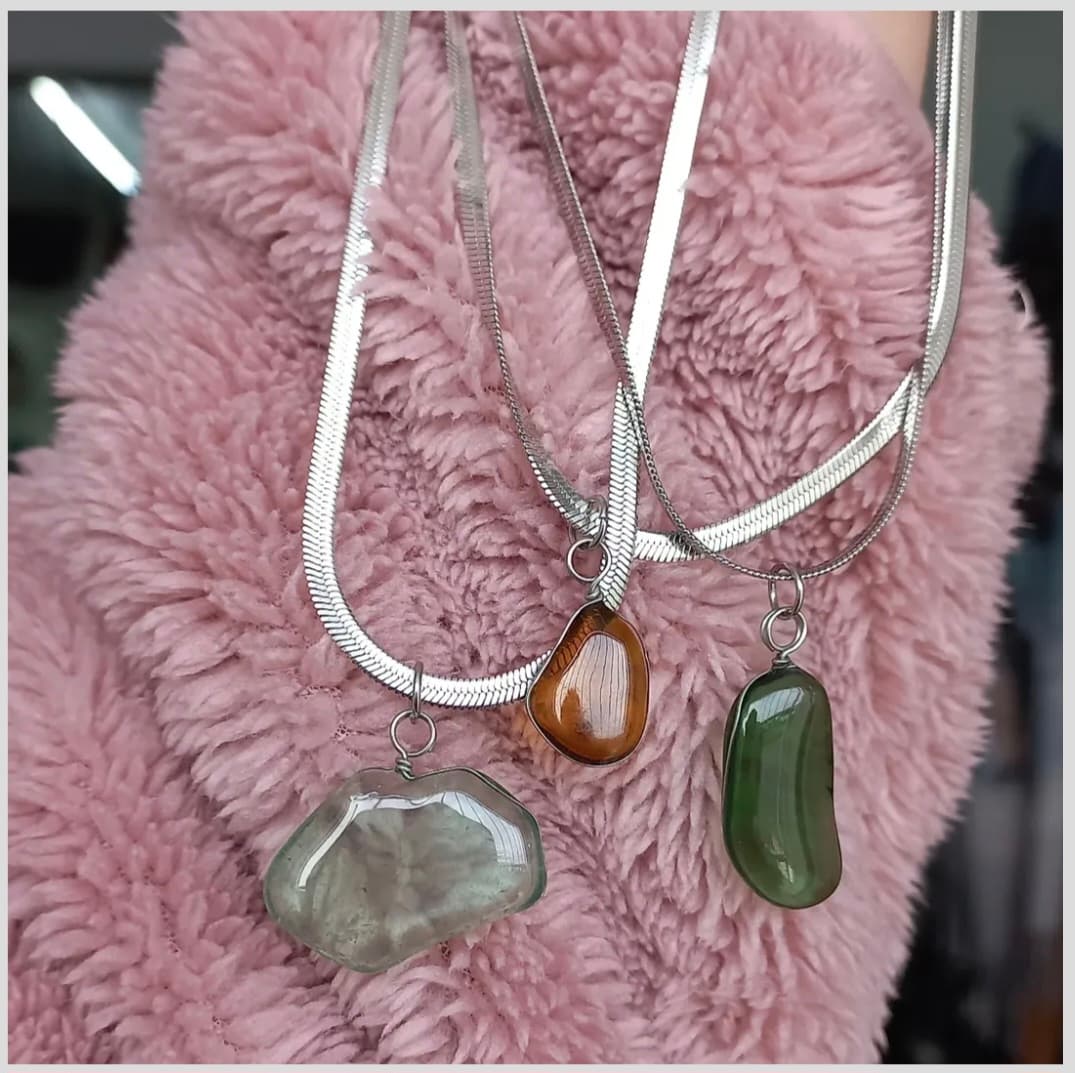 Seaglass Necklace (Snake chain)