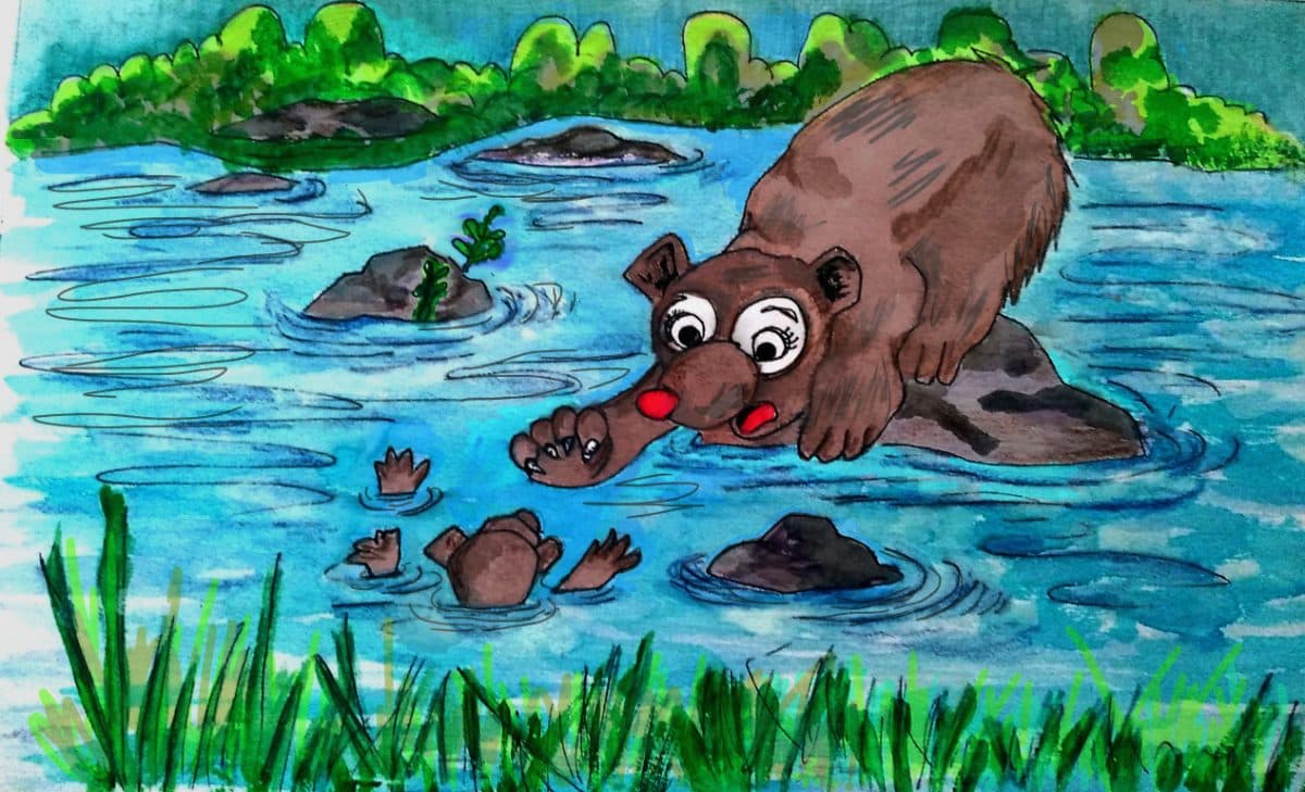 The River Rescue-Printable A4 Fantasy Wall Animal Art