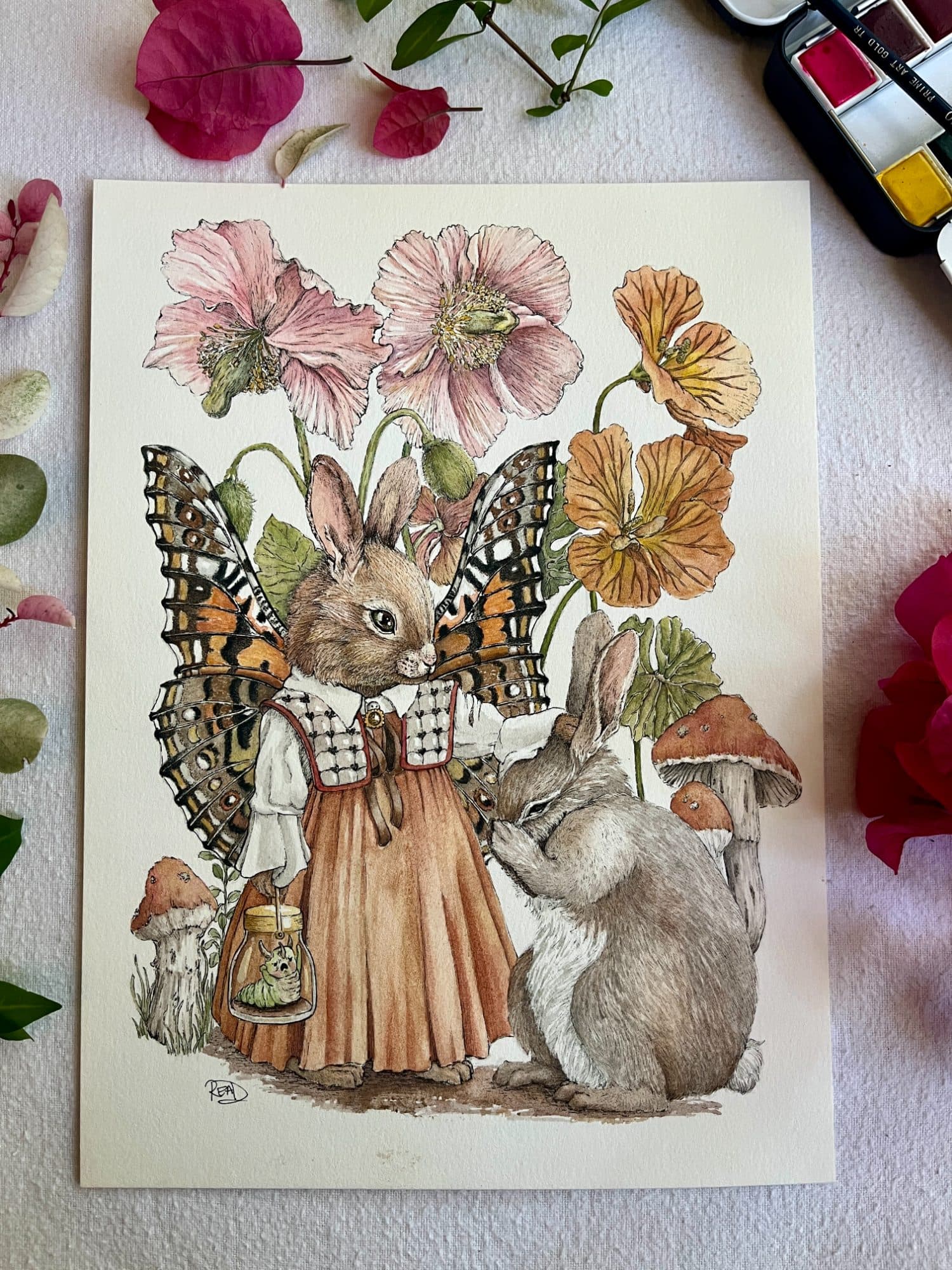 Bunnerfly Original Watercolour Painting