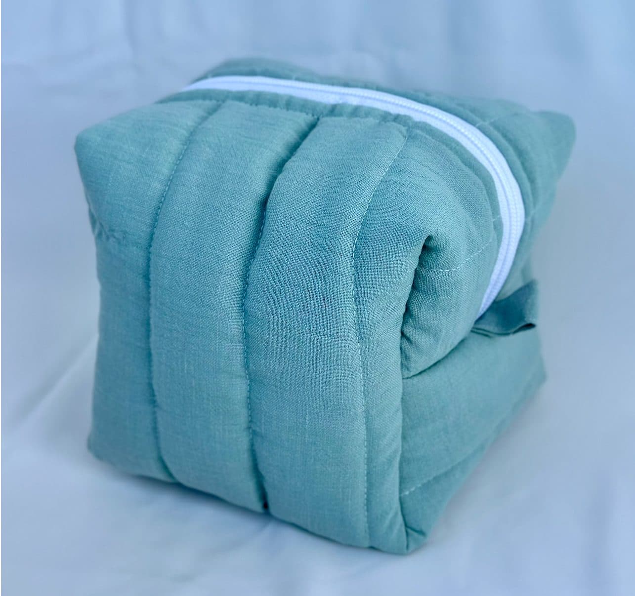 Sage green Quilted Boxy Pouch - Small