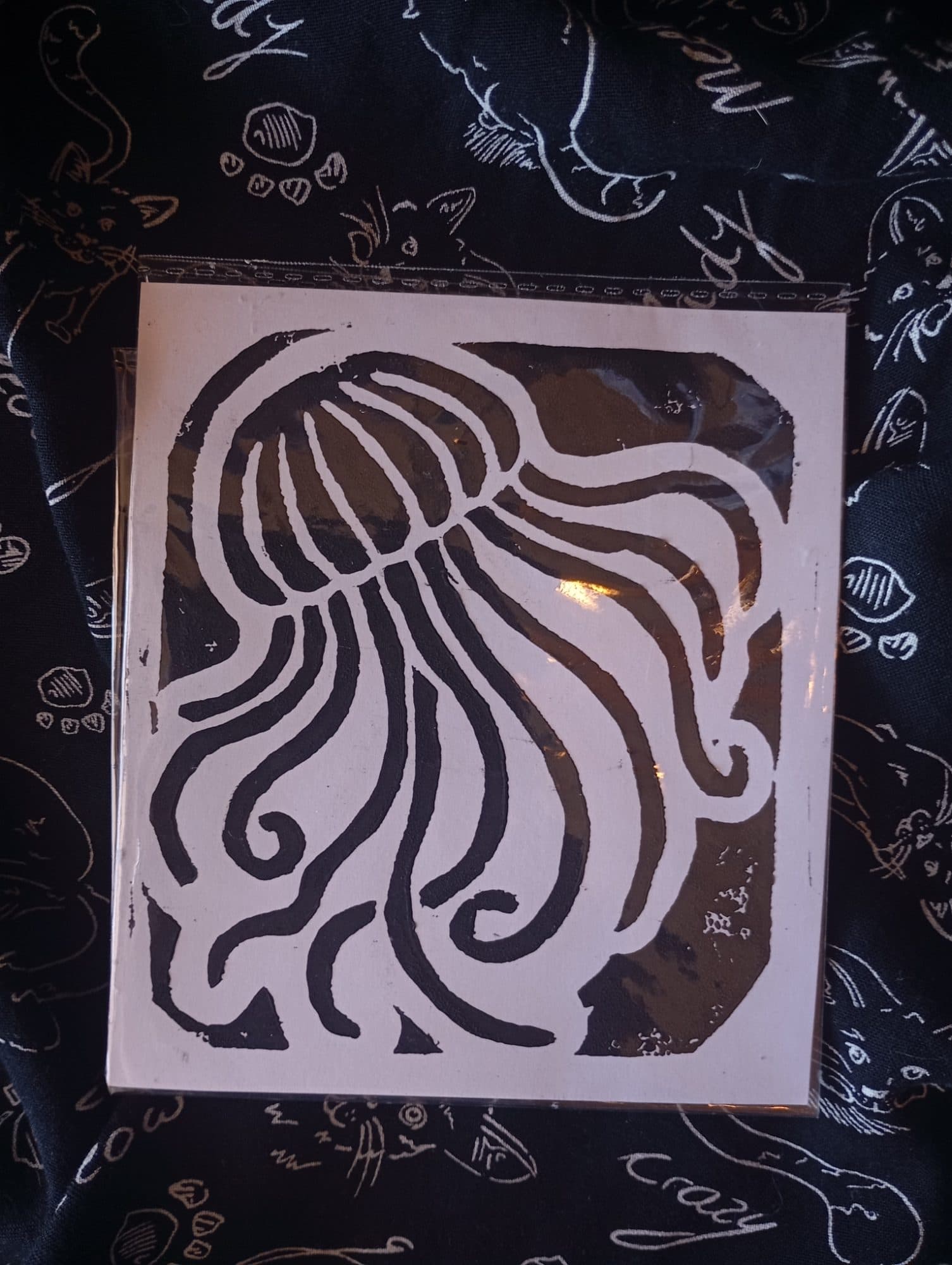 Jellyfish Lino Print