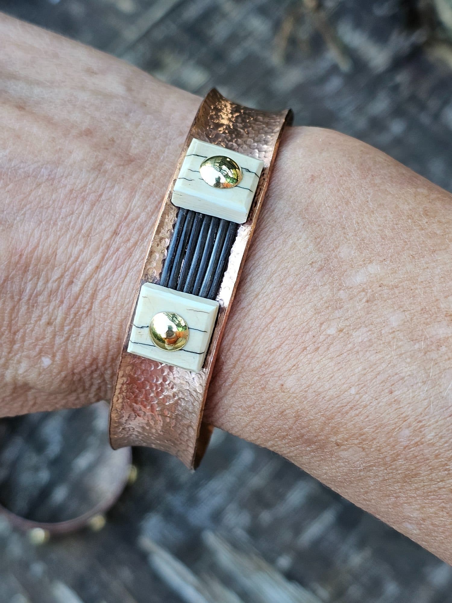 Hair, Bone & Copper Cuff – Hand-Riveted Artisan Bracelet