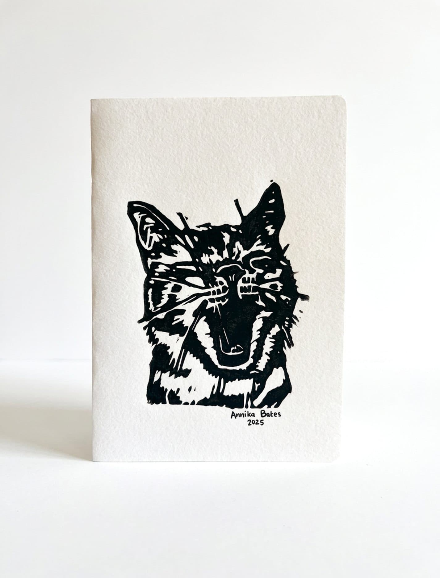 Yawn - Lino-printed greeting card