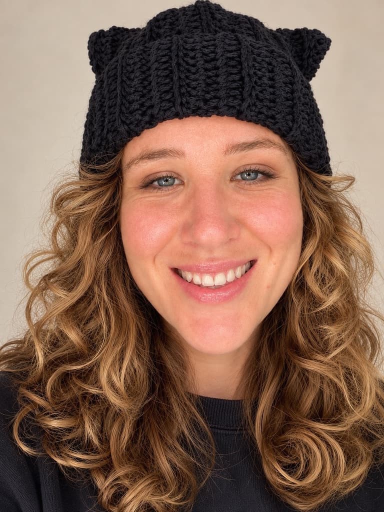 Handmade Cotton Cat Ear Crochet Beanie | made to order