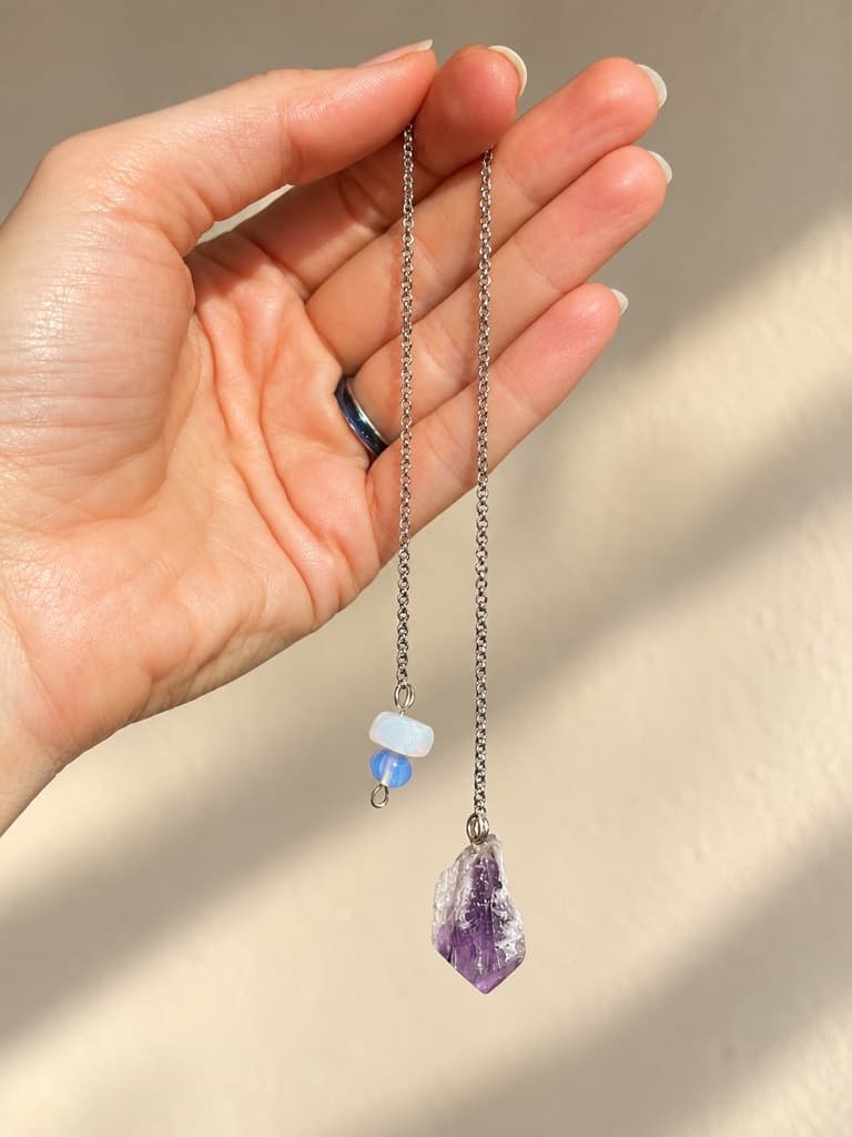 Raw Amethyst & Opalite Pendulum