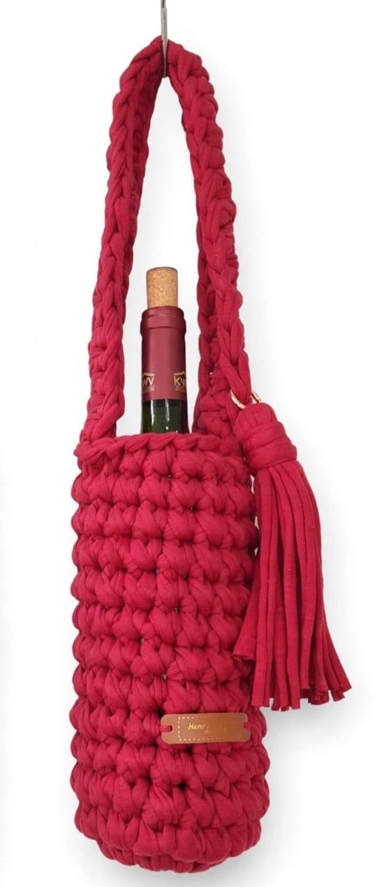 Handmade crochet wine bottle holder - perfect gift!
