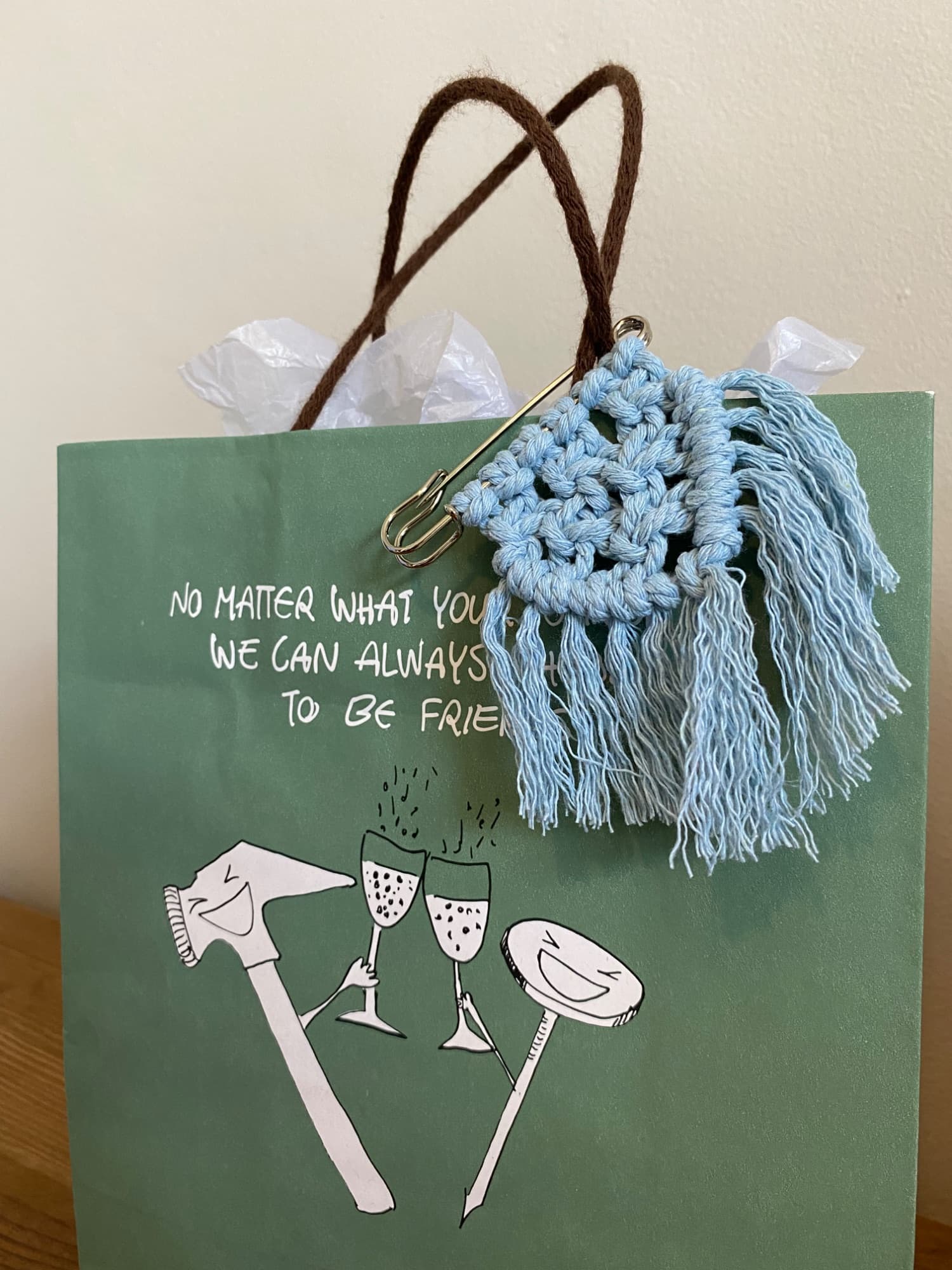 Blue Macramé Pin