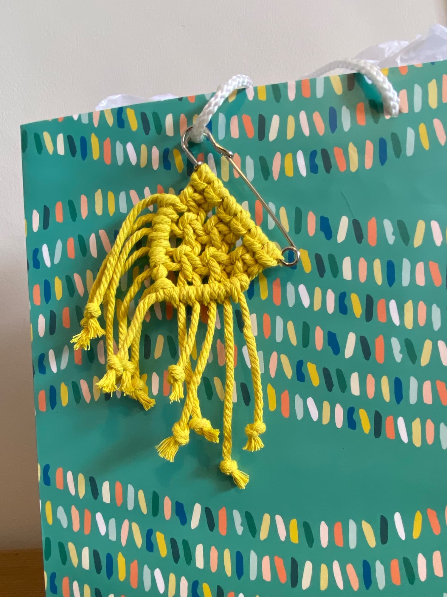 Vibrant Yellow Macramé Pin